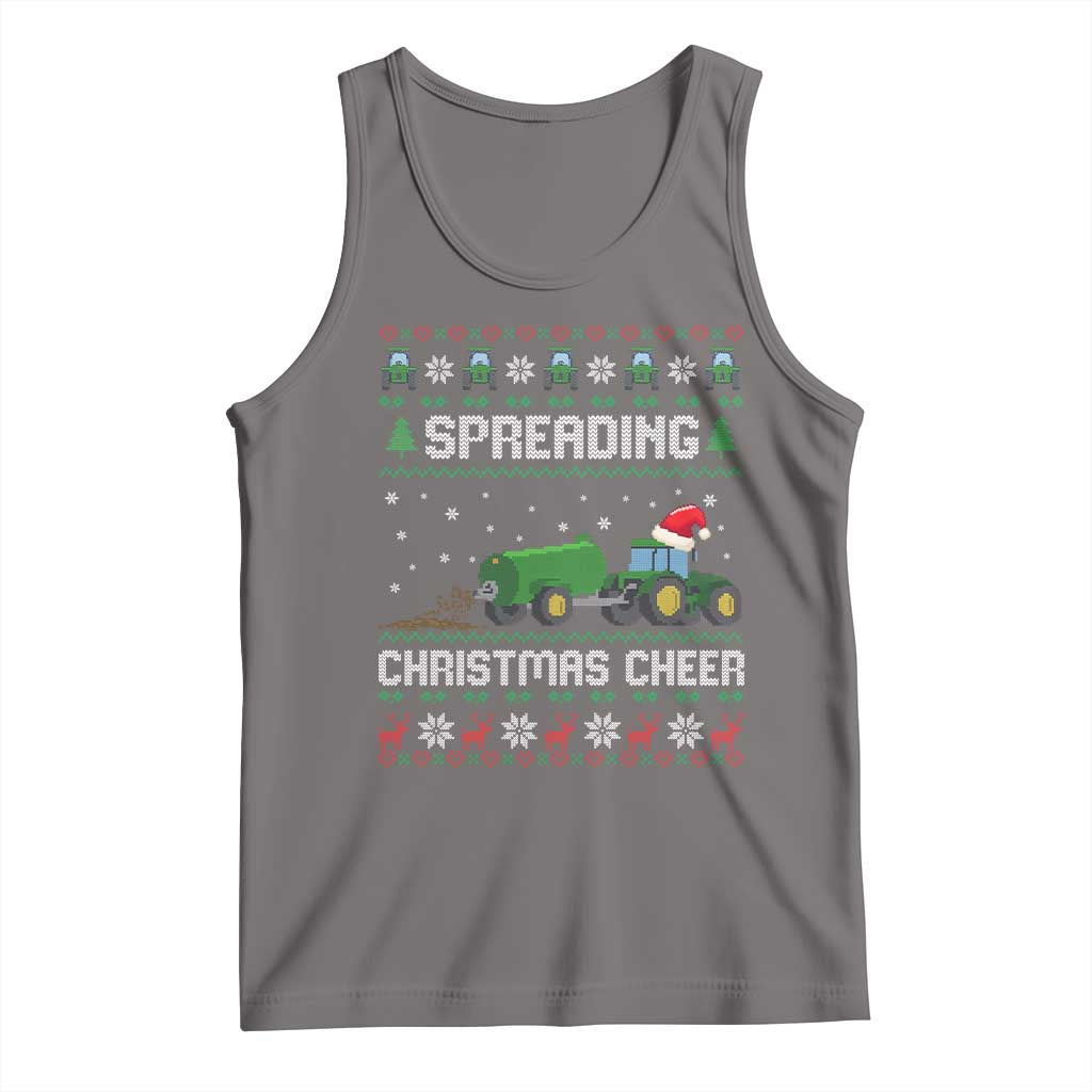 Spreading Christmas Cheer Tank Top Funny Farming Tractor Xmas - Wonder Print Shop