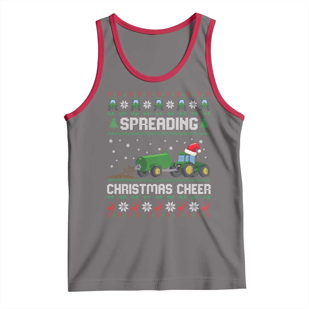 Spreading Christmas Cheer Tank Top Funny Farming Tractor Xmas - Wonder Print Shop