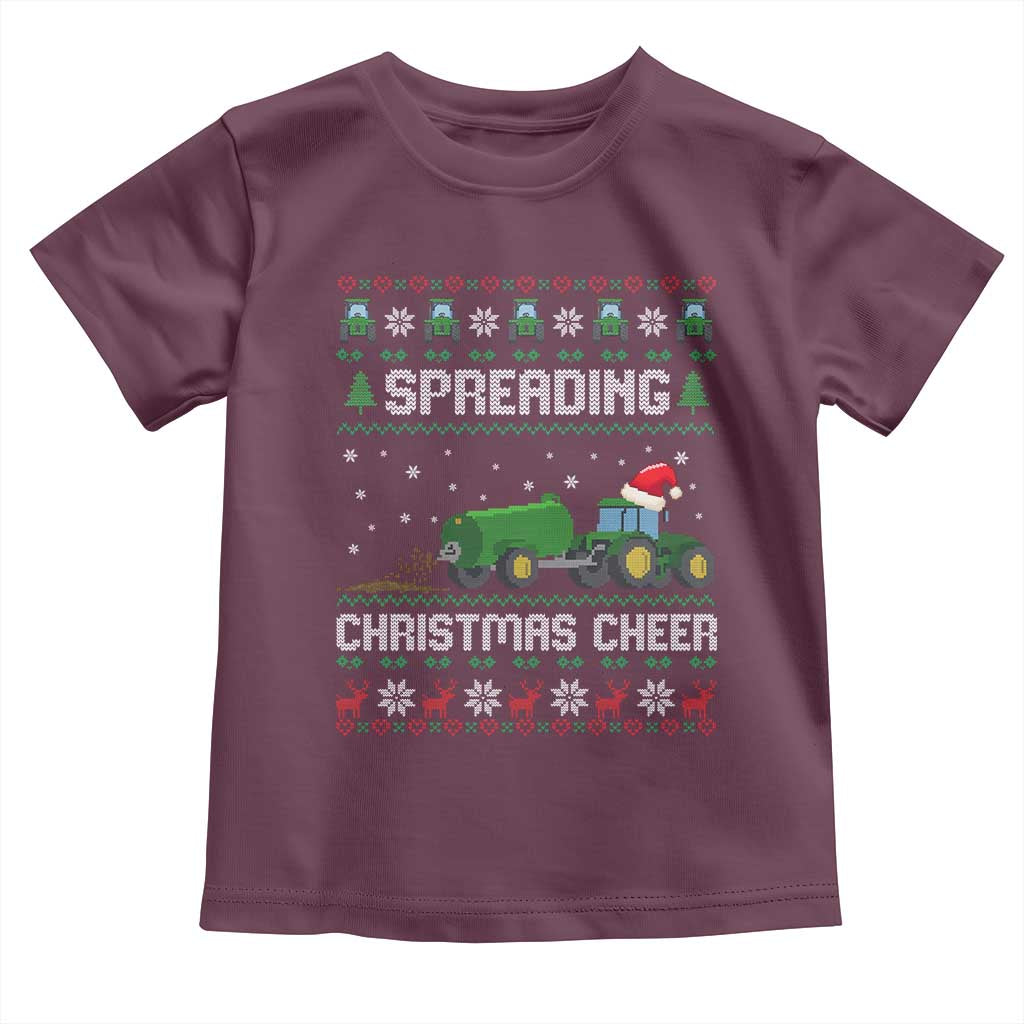 Spreading Christmas Cheer Toddler T Shirt Funny Farming Tractor Xmas - Wonder Print Shop