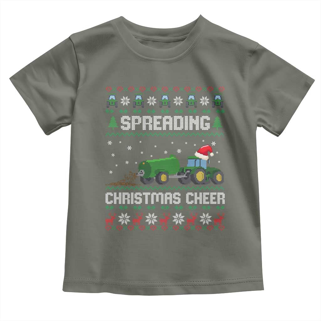 Spreading Christmas Cheer Toddler T Shirt Funny Farming Tractor Xmas - Wonder Print Shop