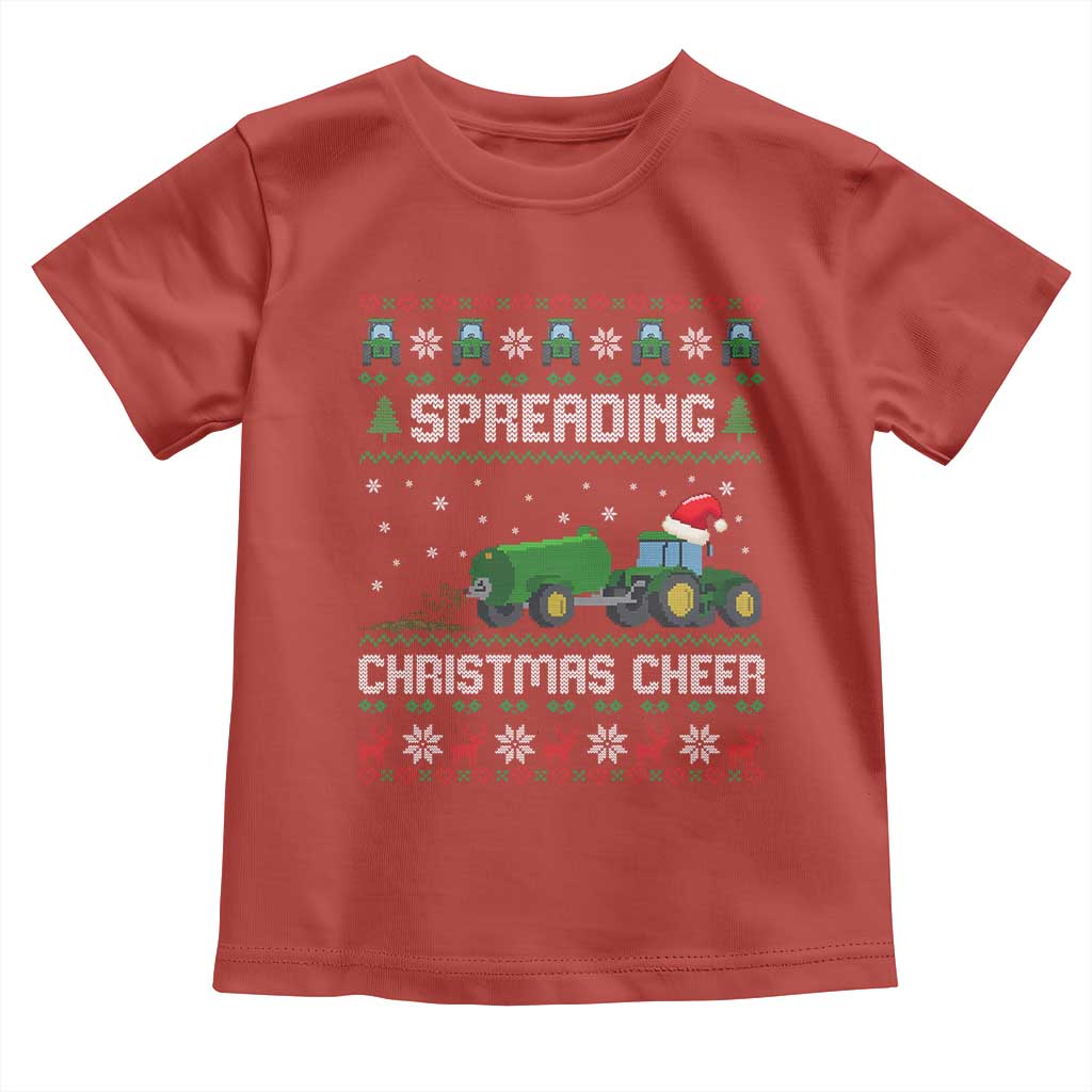 Spreading Christmas Cheer Toddler T Shirt Funny Farming Tractor Xmas - Wonder Print Shop