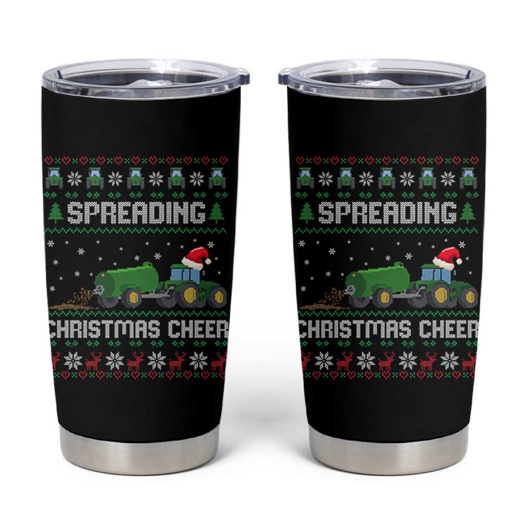 Spreading Christmas Cheer Tumbler Cup Funny Farming Tractor Xmas - Wonder Print Shop