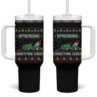 Spreading Christmas Cheer Tumbler With Handle Funny Farming Tractor Xmas - Wonder Print Shop