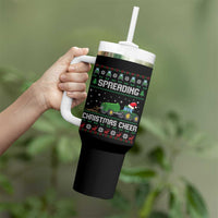 Spreading Christmas Cheer Tumbler With Handle Funny Farming Tractor Xmas - Wonder Print Shop