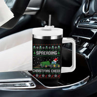Spreading Christmas Cheer Tumbler With Handle Funny Farming Tractor Xmas - Wonder Print Shop