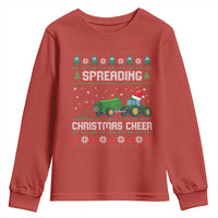 Spreading Christmas Cheer Youth Sweatshirt Funny Farming Tractor Xmas - Wonder Print Shop