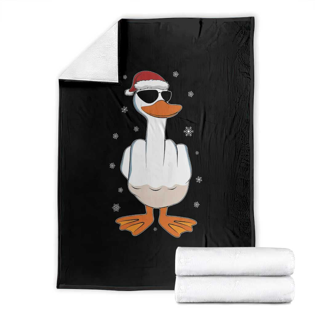 Funny Christmas Offensive Rude Duck Throw Blanket I Dont Give A Duck Middle Finger Xmas - Wonder Print Shop