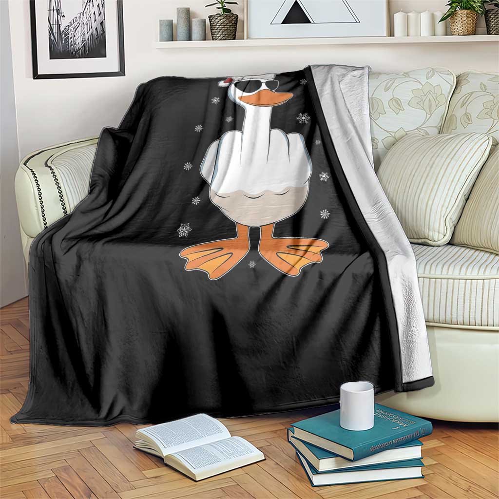 Funny Christmas Offensive Rude Duck Throw Blanket I Dont Give A Duck Middle Finger Xmas - Wonder Print Shop
