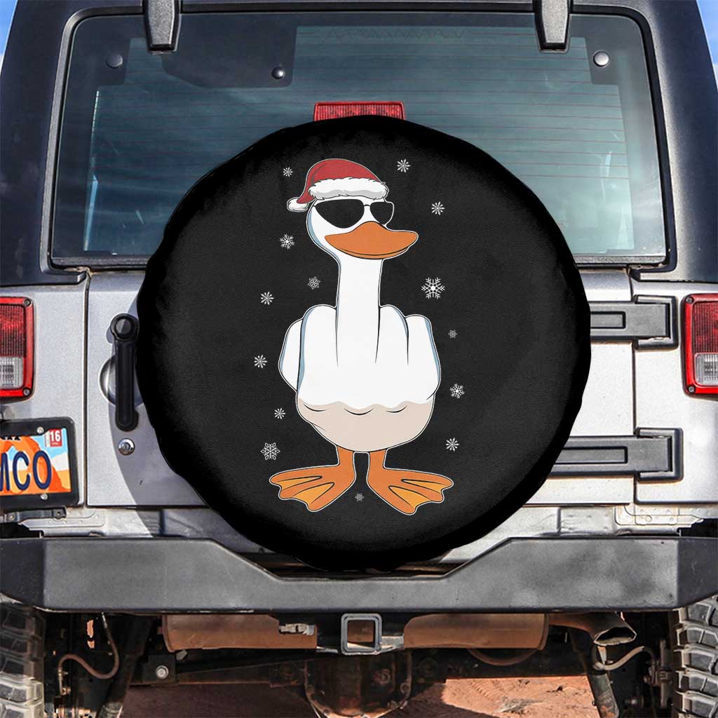 Funny Christmas Offensive Rude Duck Spare Tire Cover I Dont Give A Duck Middle Finger Xmas - Wonder Print Shop