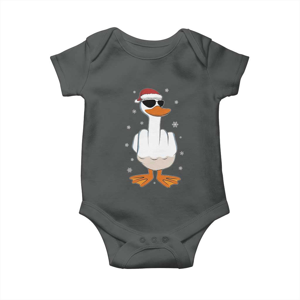 Funny Christmas Offensive Rude Duck Baby Onesie I Dont Give A Duck Middle Finger Xmas - Wonder Print Shop