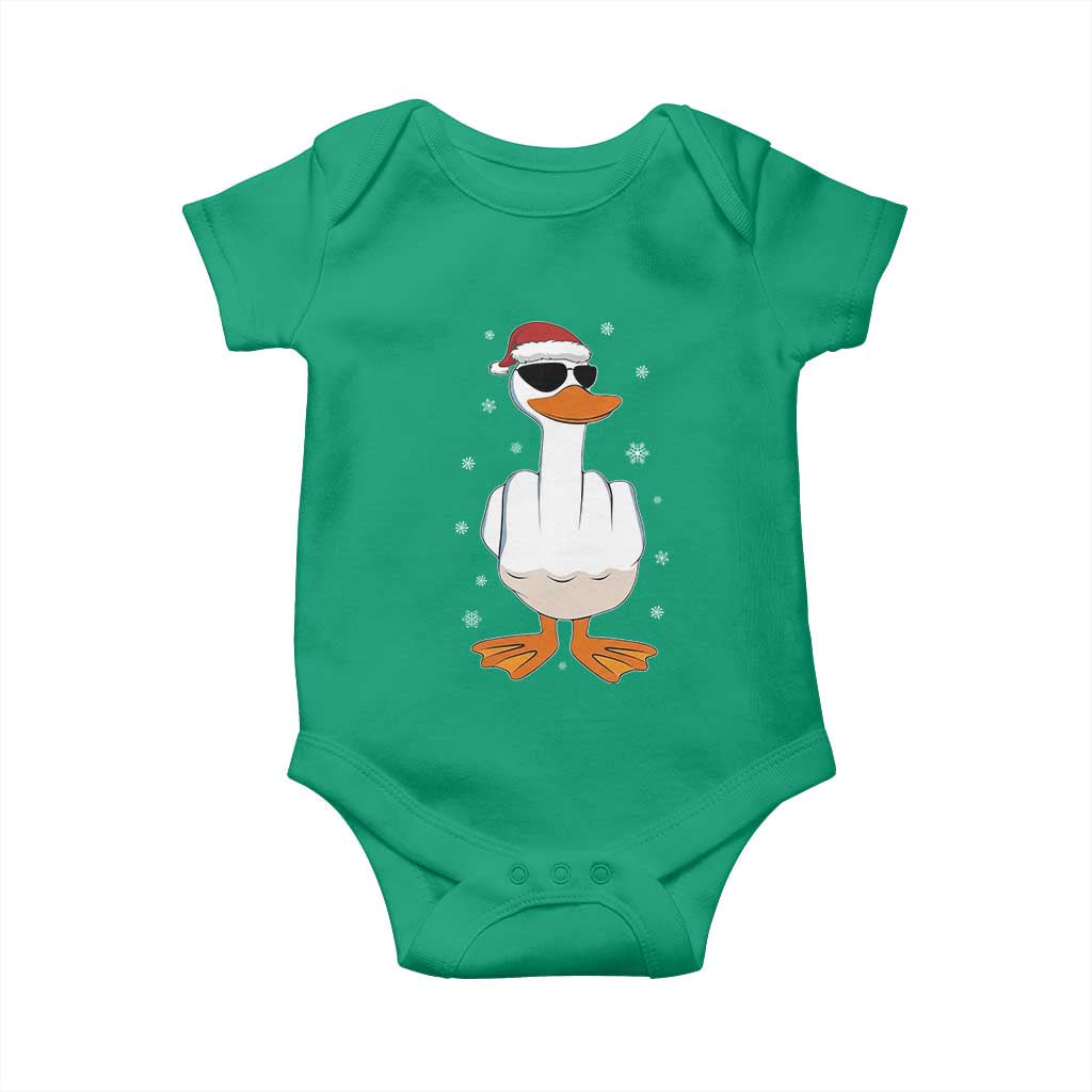 Funny Christmas Offensive Rude Duck Baby Onesie I Dont Give A Duck Middle Finger Xmas - Wonder Print Shop