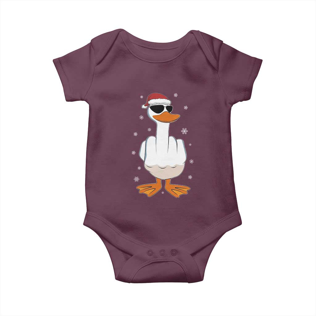 Funny Christmas Offensive Rude Duck Baby Onesie I Dont Give A Duck Middle Finger Xmas - Wonder Print Shop