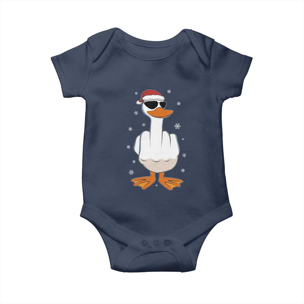 Funny Christmas Offensive Rude Duck Baby Onesie I Dont Give A Duck Middle Finger Xmas - Wonder Print Shop