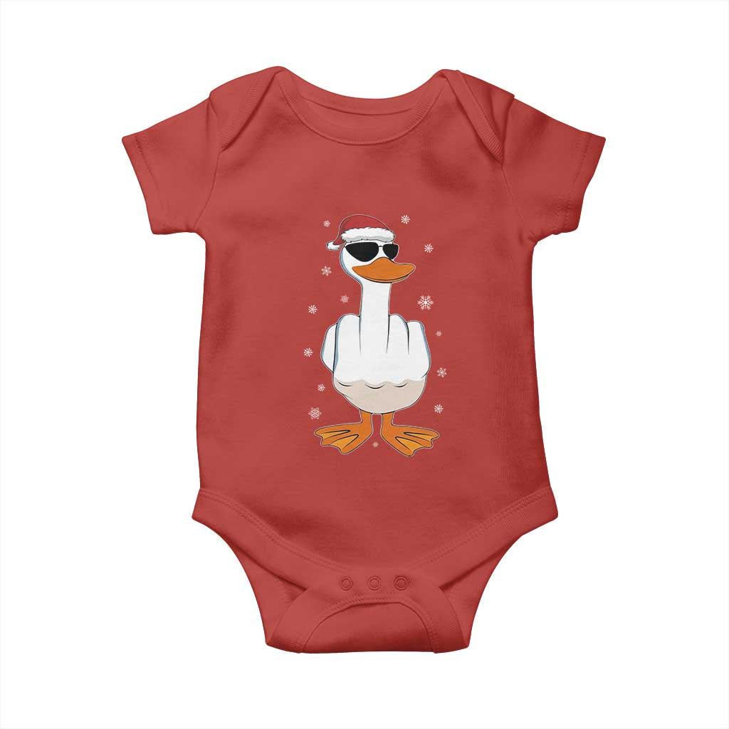 Funny Christmas Offensive Rude Duck Baby Onesie I Dont Give A Duck Middle Finger Xmas - Wonder Print Shop