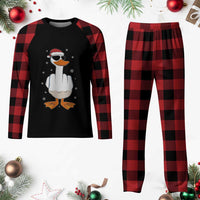 Funny Christmas Offensive Rude Duck Plaid Pajama Set I Dont Give A Duck Middle Finger Xmas - Wonder Print Shop