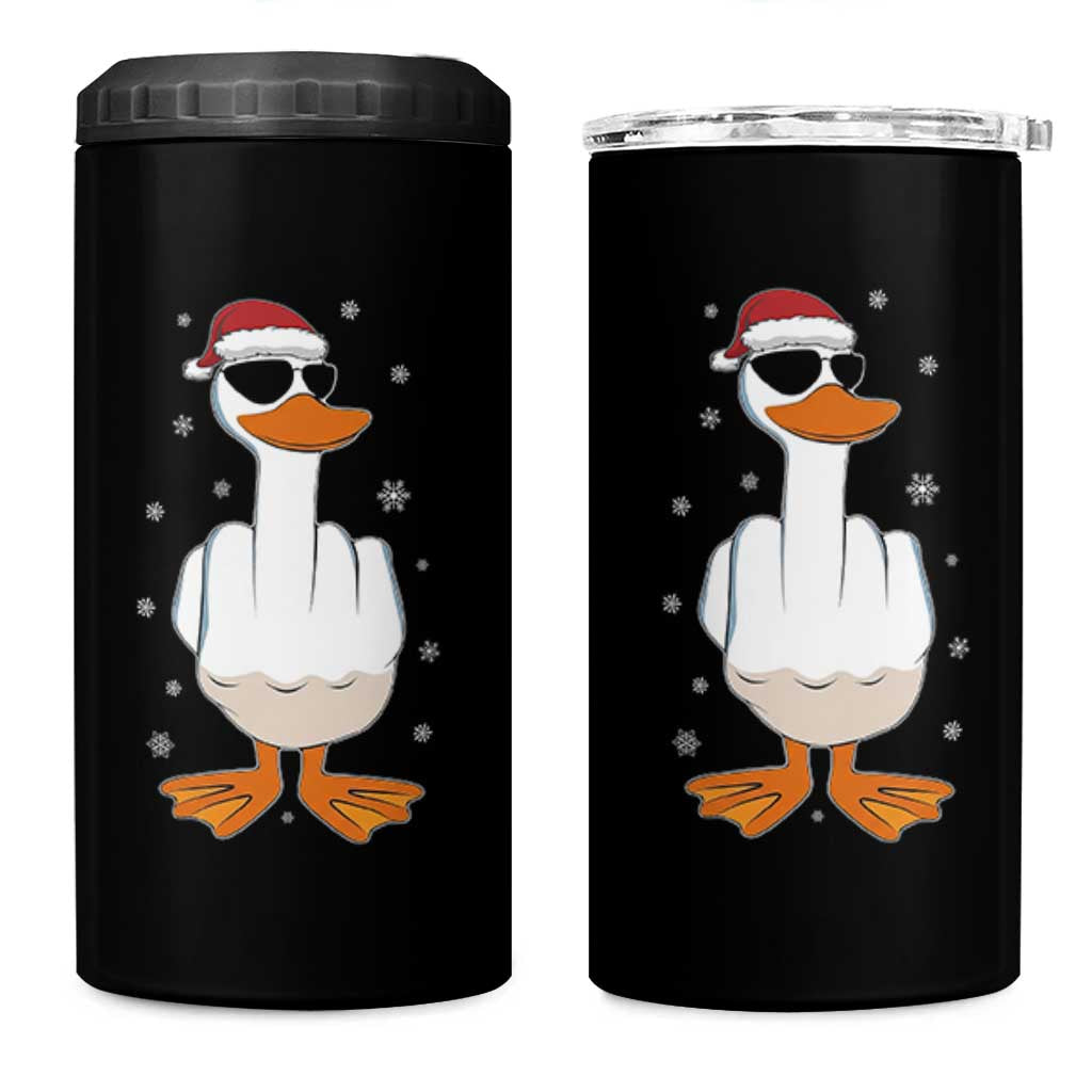 Funny Christmas Offensive Rude Duck 4 in 1 Can Cooler Tumbler I Dont Give A Duck Middle Finger Xmas - Wonder Print Shop
