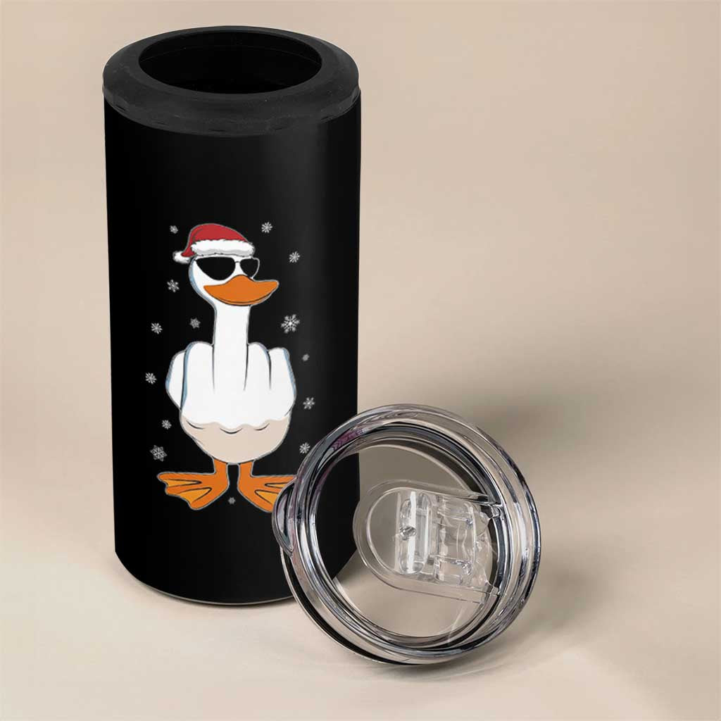 Funny Christmas Offensive Rude Duck 4 in 1 Can Cooler Tumbler I Dont Give A Duck Middle Finger Xmas - Wonder Print Shop