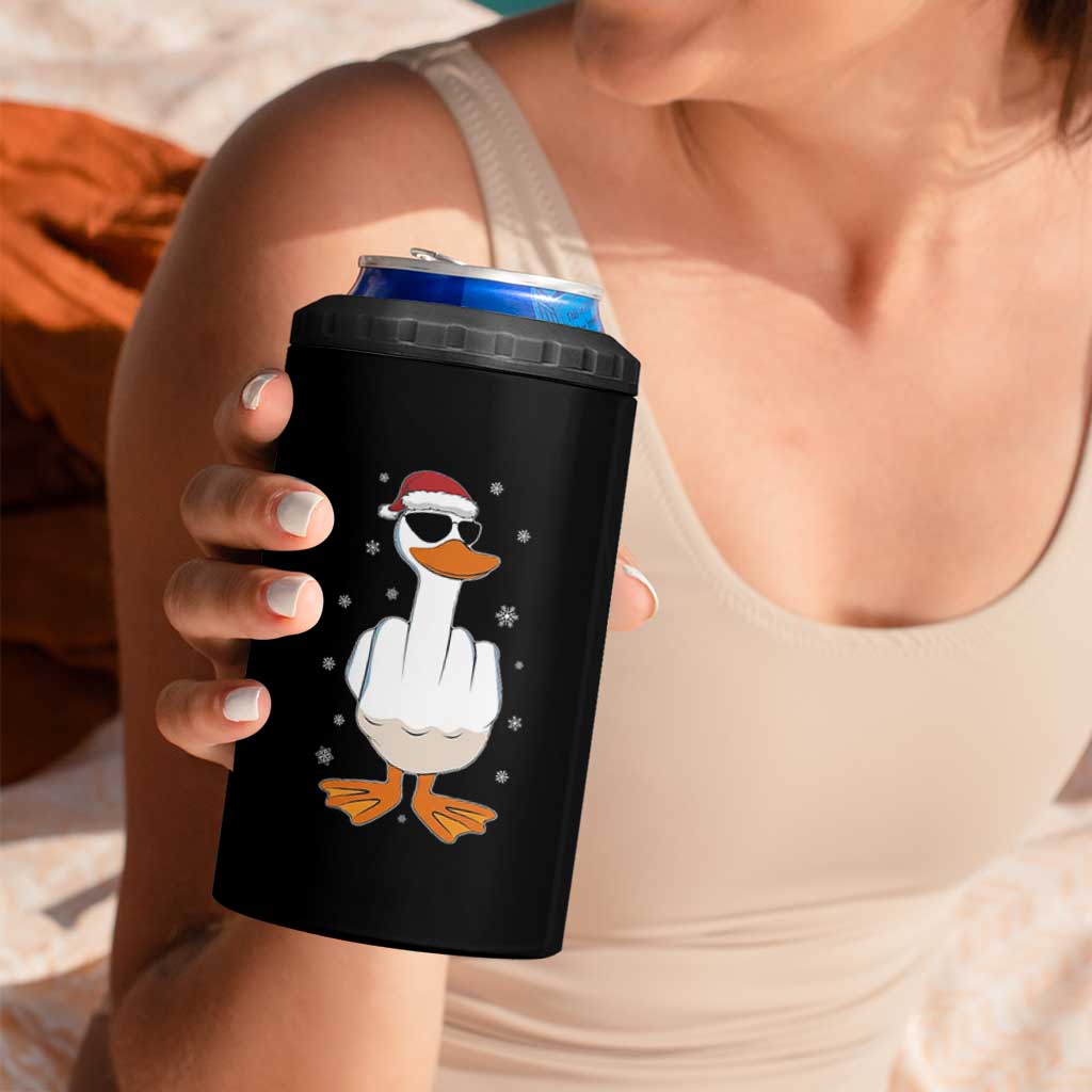 Funny Christmas Offensive Rude Duck 4 in 1 Can Cooler Tumbler I Dont Give A Duck Middle Finger Xmas - Wonder Print Shop