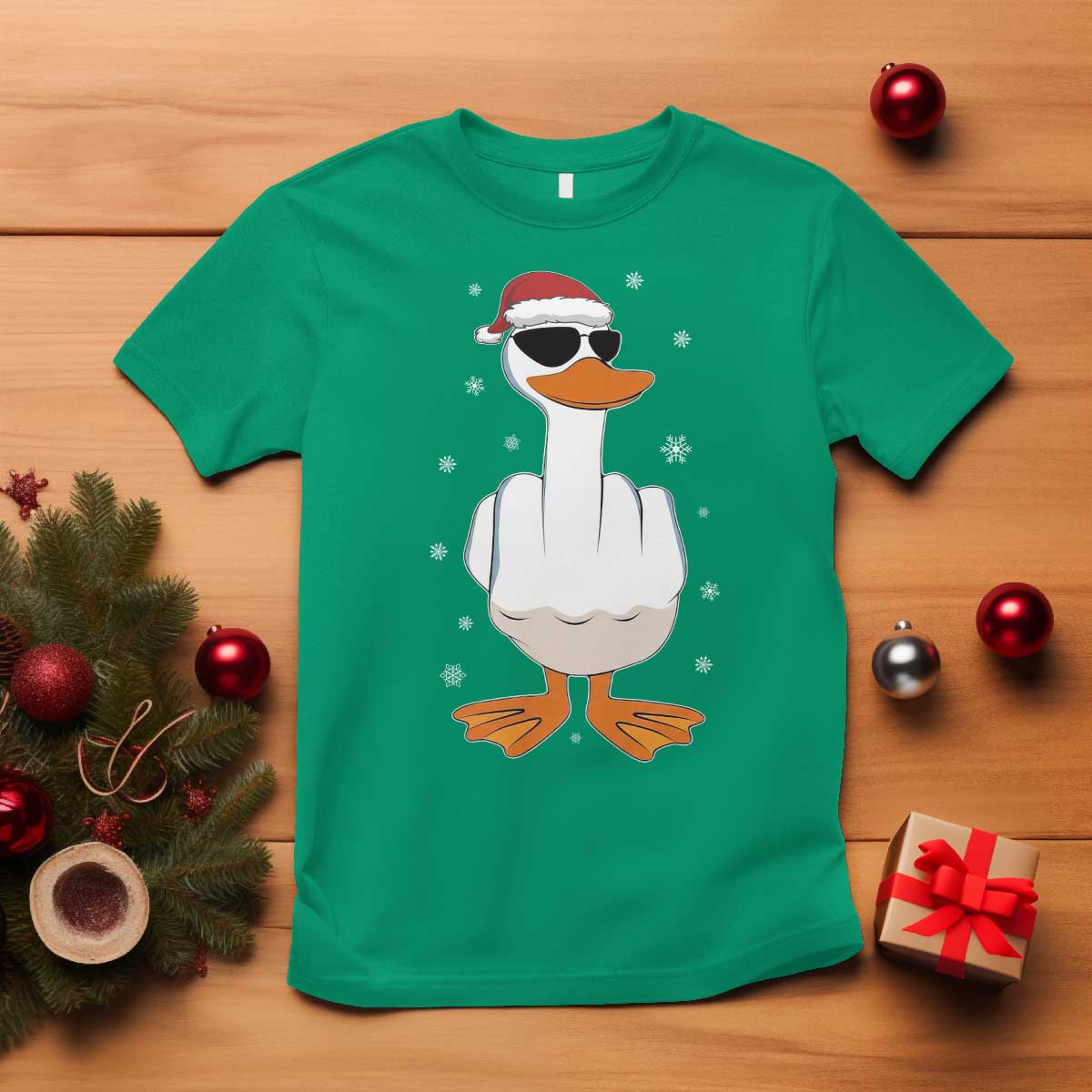 Funny Christmas Offensive Rude Duck T Shirt I Dont Give A Duck Middle Finger Xmas - Wonder Print Shop