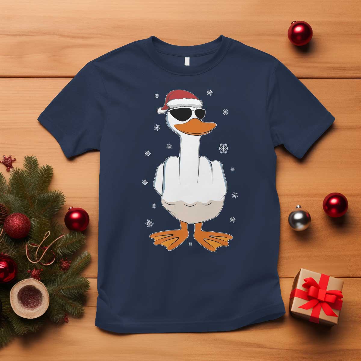 Funny Christmas Offensive Rude Duck T Shirt I Dont Give A Duck Middle Finger Xmas - Wonder Print Shop