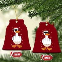 Funny Christmas Offensive Rude Duck Ceramic Ornament I Dont Give A Duck Middle Finger Xmas - Wonder Print Shop