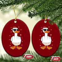 Funny Christmas Offensive Rude Duck Ceramic Ornament I Dont Give A Duck Middle Finger Xmas - Wonder Print Shop