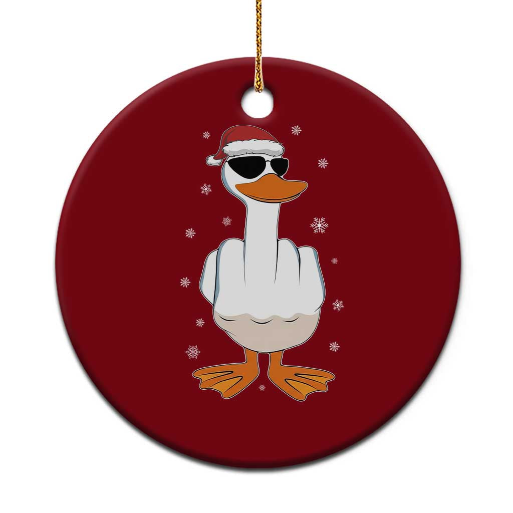 Funny Christmas Offensive Rude Duck Ceramic Ornament I Dont Give A Duck Middle Finger Xmas - Wonder Print Shop