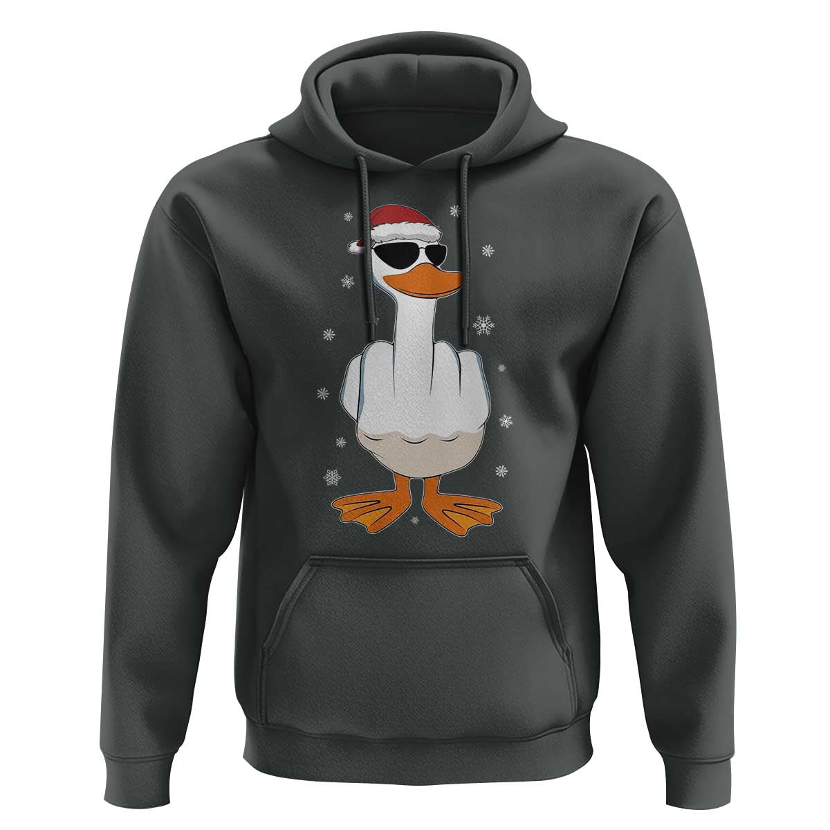 Funny Christmas Offensive Rude Duck Hoodie I Dont Give A Duck Middle Finger Xmas - Wonder Print Shop