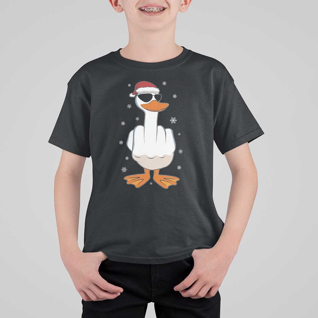 Funny Christmas Offensive Rude Duck T Shirt For Kid I Dont Give A Duck Middle Finger Xmas - Wonder Print Shop