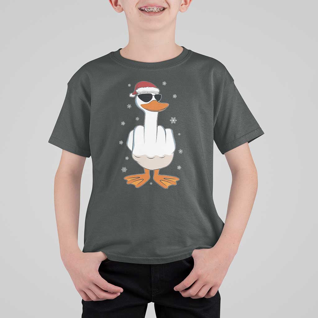 Funny Christmas Offensive Rude Duck T Shirt For Kid I Dont Give A Duck Middle Finger Xmas - Wonder Print Shop