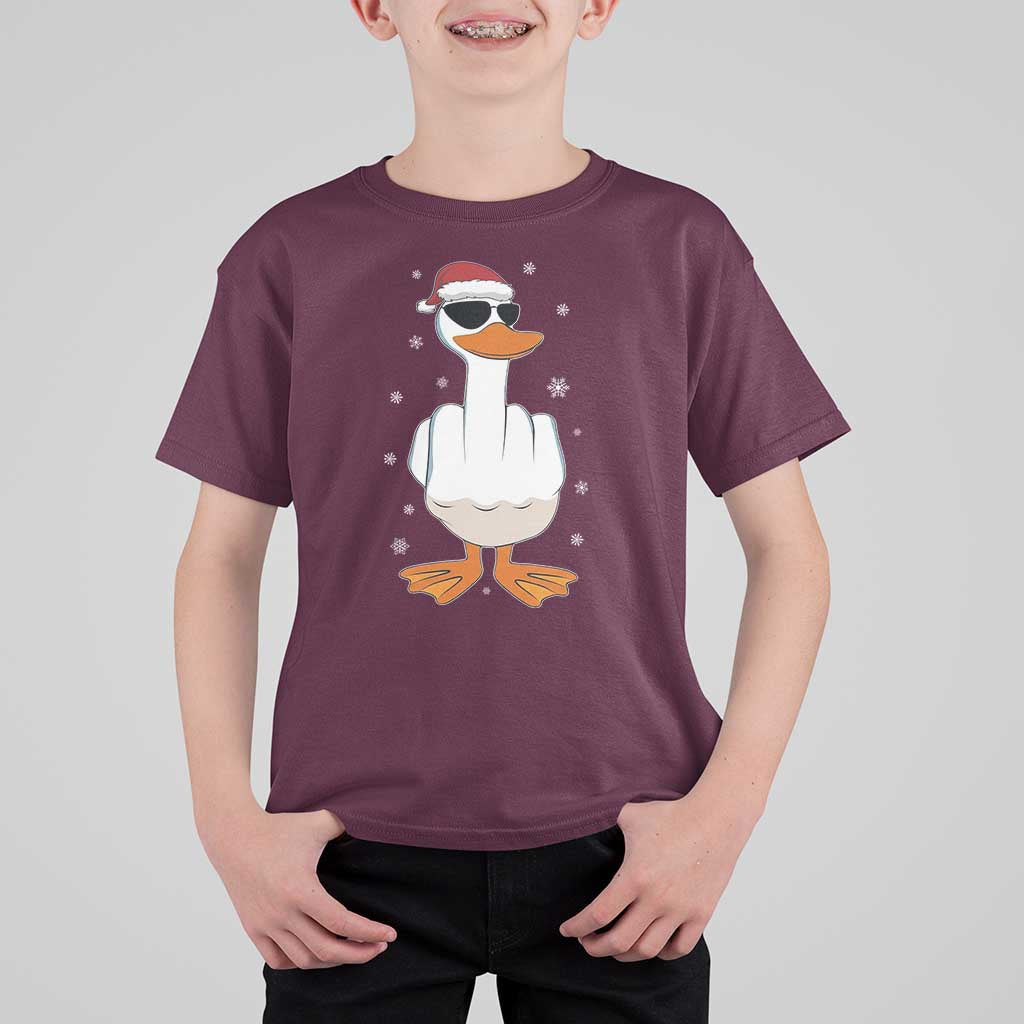 Funny Christmas Offensive Rude Duck T Shirt For Kid I Dont Give A Duck Middle Finger Xmas - Wonder Print Shop