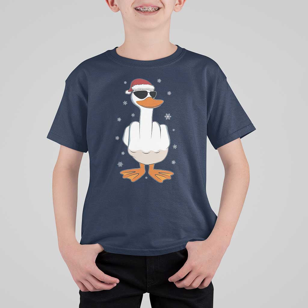 Funny Christmas Offensive Rude Duck T Shirt For Kid I Dont Give A Duck Middle Finger Xmas - Wonder Print Shop