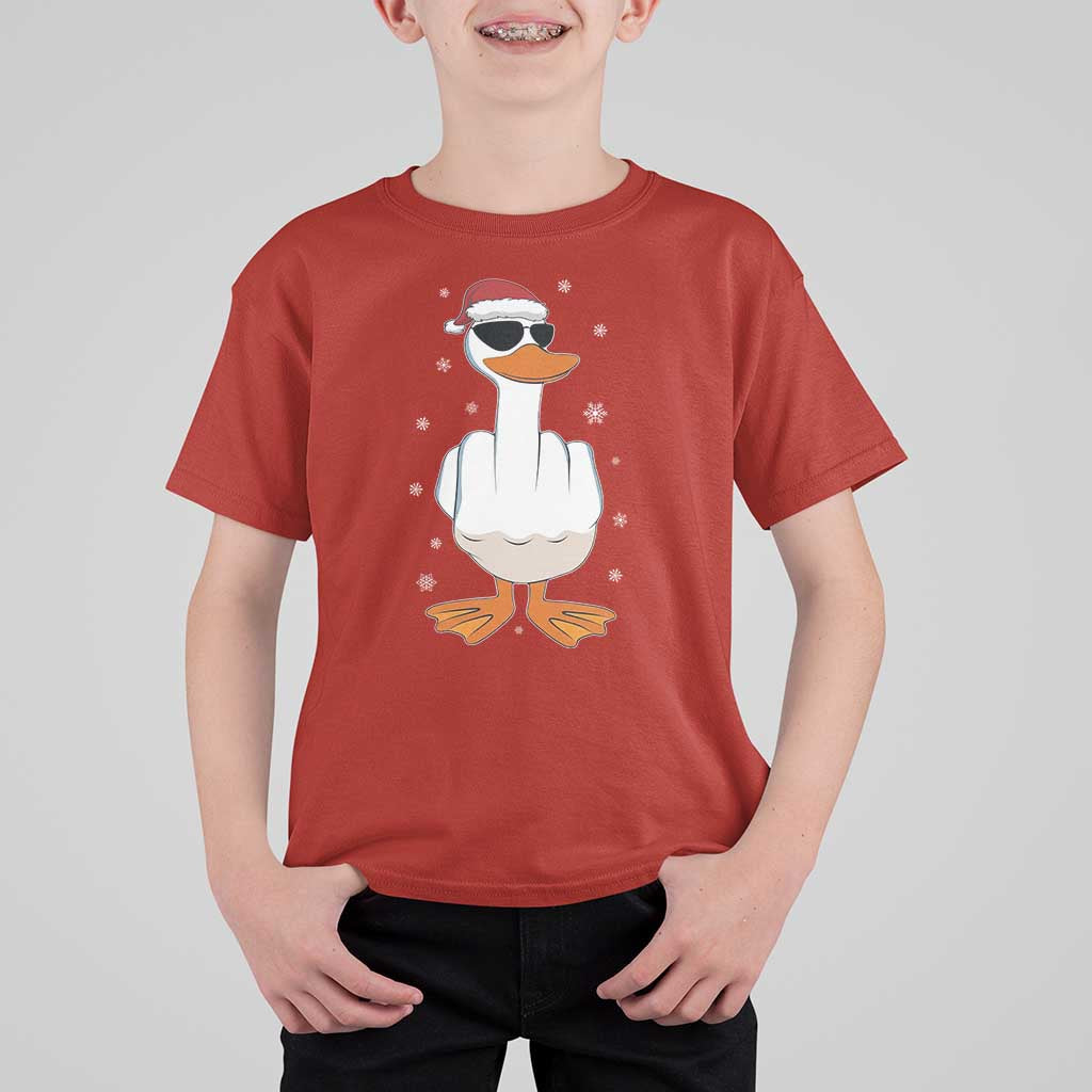 Funny Christmas Offensive Rude Duck T Shirt For Kid I Dont Give A Duck Middle Finger Xmas - Wonder Print Shop