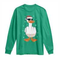 Funny Christmas Offensive Rude Duck Long Sleeve Shirt I Dont Give A Duck Middle Finger Xmas - Wonder Print Shop