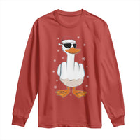 Funny Christmas Offensive Rude Duck Long Sleeve Shirt I Dont Give A Duck Middle Finger Xmas - Wonder Print Shop