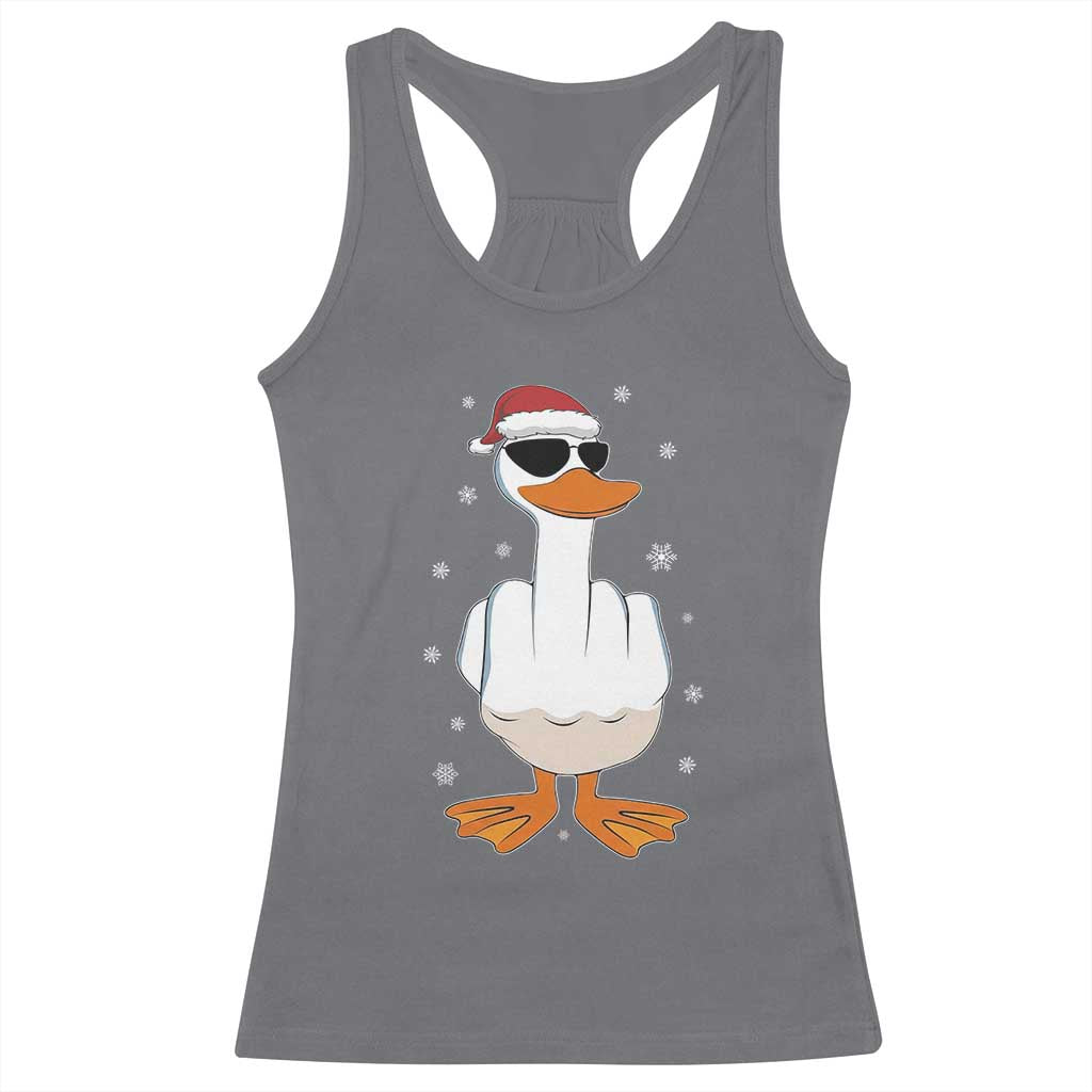 Funny Christmas Offensive Rude Duck Racerback Tank Top I Dont Give A Duck Middle Finger Xmas - Wonder Print Shop