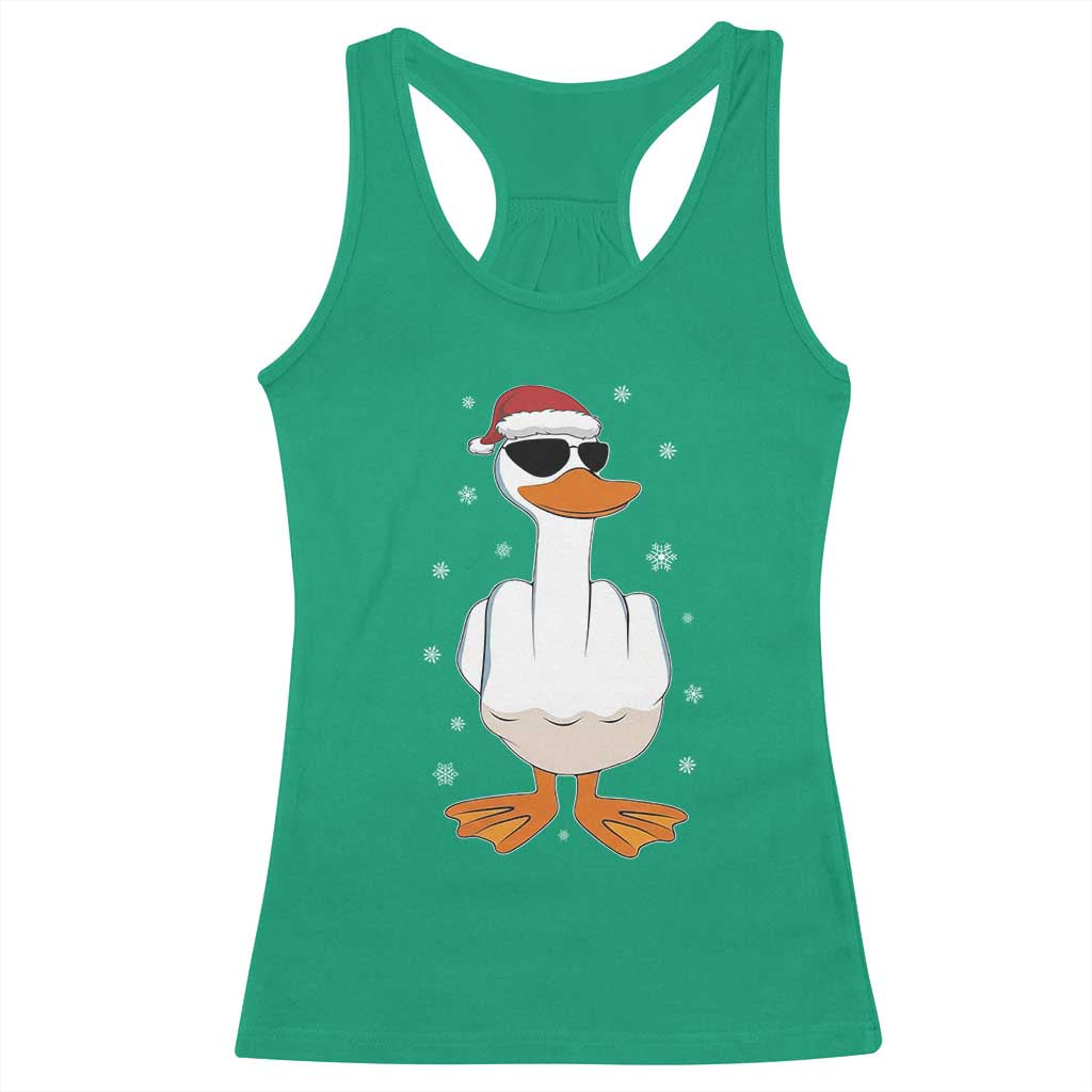Funny Christmas Offensive Rude Duck Racerback Tank Top I Dont Give A Duck Middle Finger Xmas - Wonder Print Shop