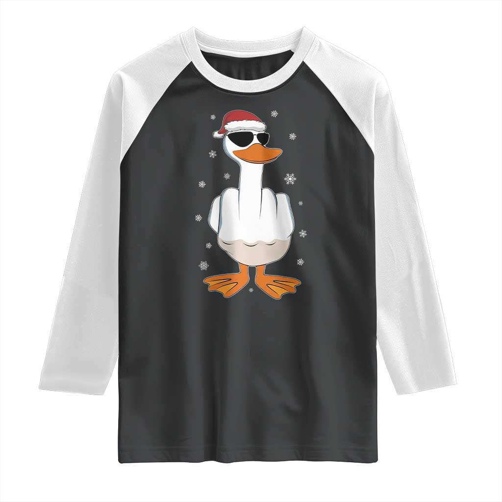Funny Christmas Offensive Rude Duck Raglan Shirt I Dont Give A Duck Middle Finger Xmas - Wonder Print Shop