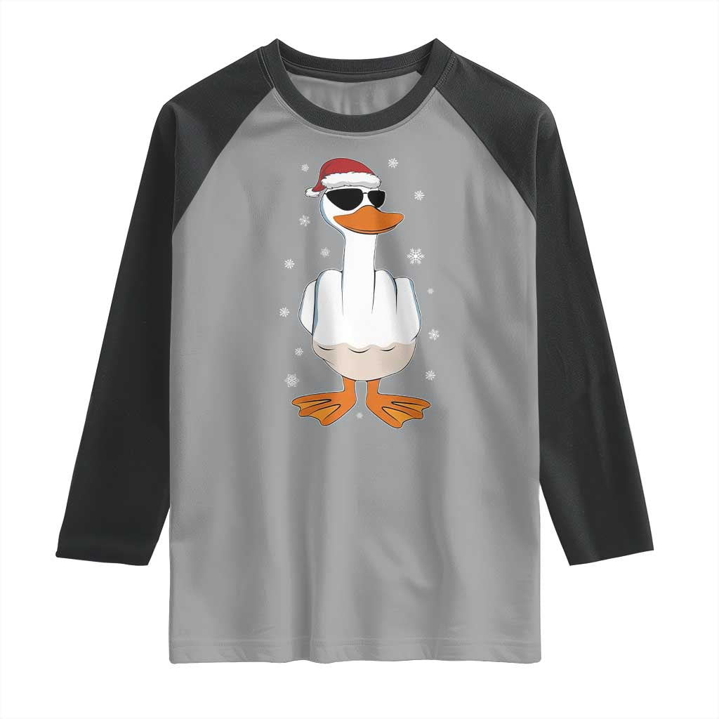 Funny Christmas Offensive Rude Duck Raglan Shirt I Dont Give A Duck Middle Finger Xmas - Wonder Print Shop