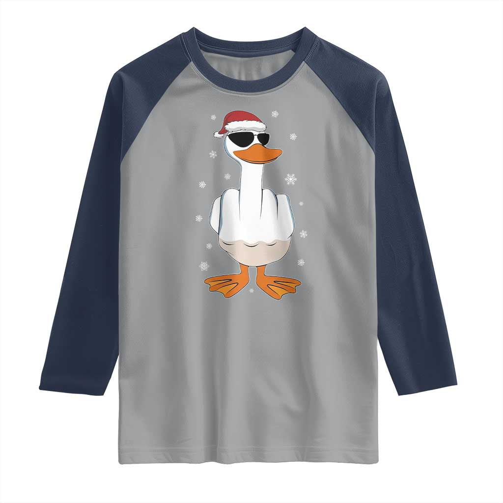 Funny Christmas Offensive Rude Duck Raglan Shirt I Dont Give A Duck Middle Finger Xmas - Wonder Print Shop