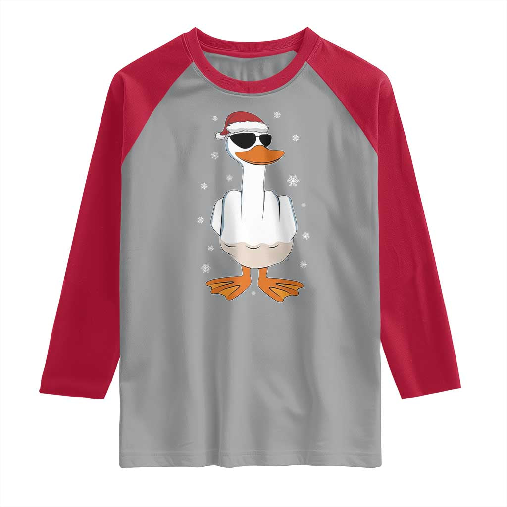 Funny Christmas Offensive Rude Duck Raglan Shirt I Dont Give A Duck Middle Finger Xmas - Wonder Print Shop