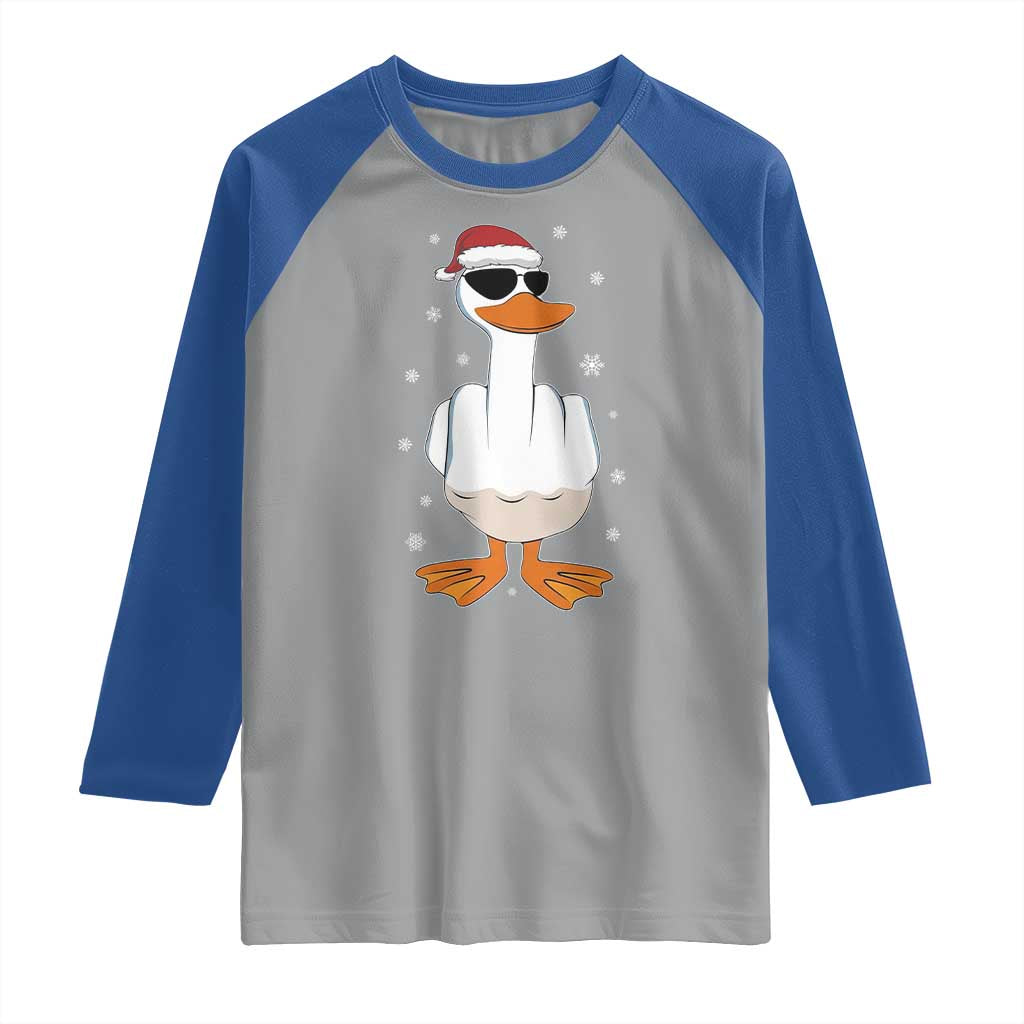 Funny Christmas Offensive Rude Duck Raglan Shirt I Dont Give A Duck Middle Finger Xmas - Wonder Print Shop