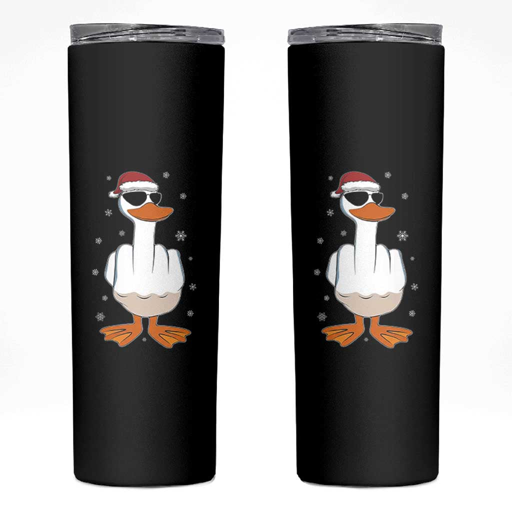 Funny Christmas Offensive Rude Duck Skinny Tumbler I Dont Give A Duck Middle Finger Xmas - Wonder Print Shop