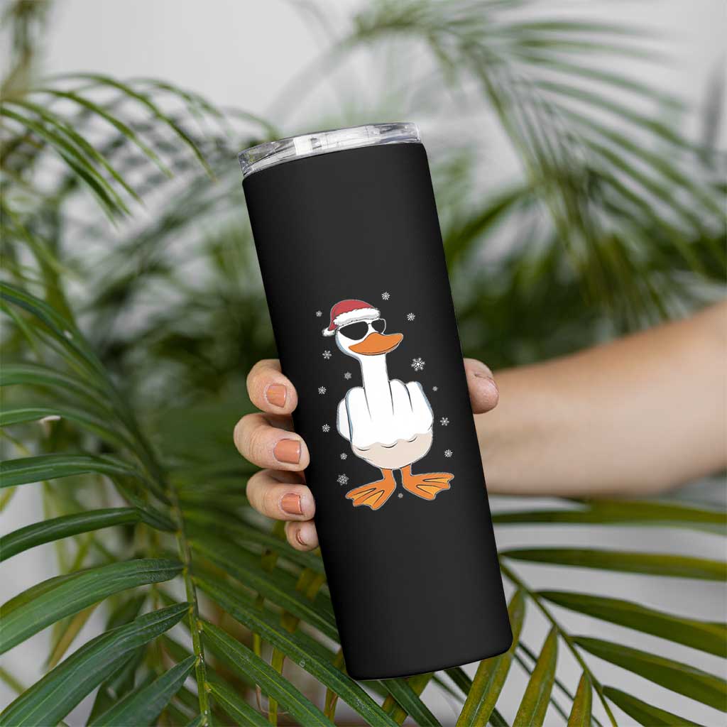 Funny Christmas Offensive Rude Duck Skinny Tumbler I Dont Give A Duck Middle Finger Xmas - Wonder Print Shop