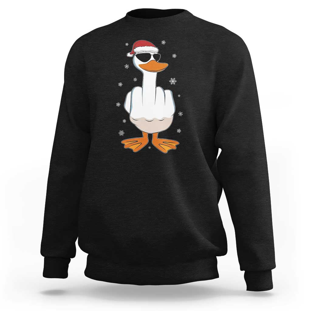 Funny Christmas Offensive Rude Duck Sweatshirt I Dont Give A Duck Middle Finger Xmas - Wonder Print Shop