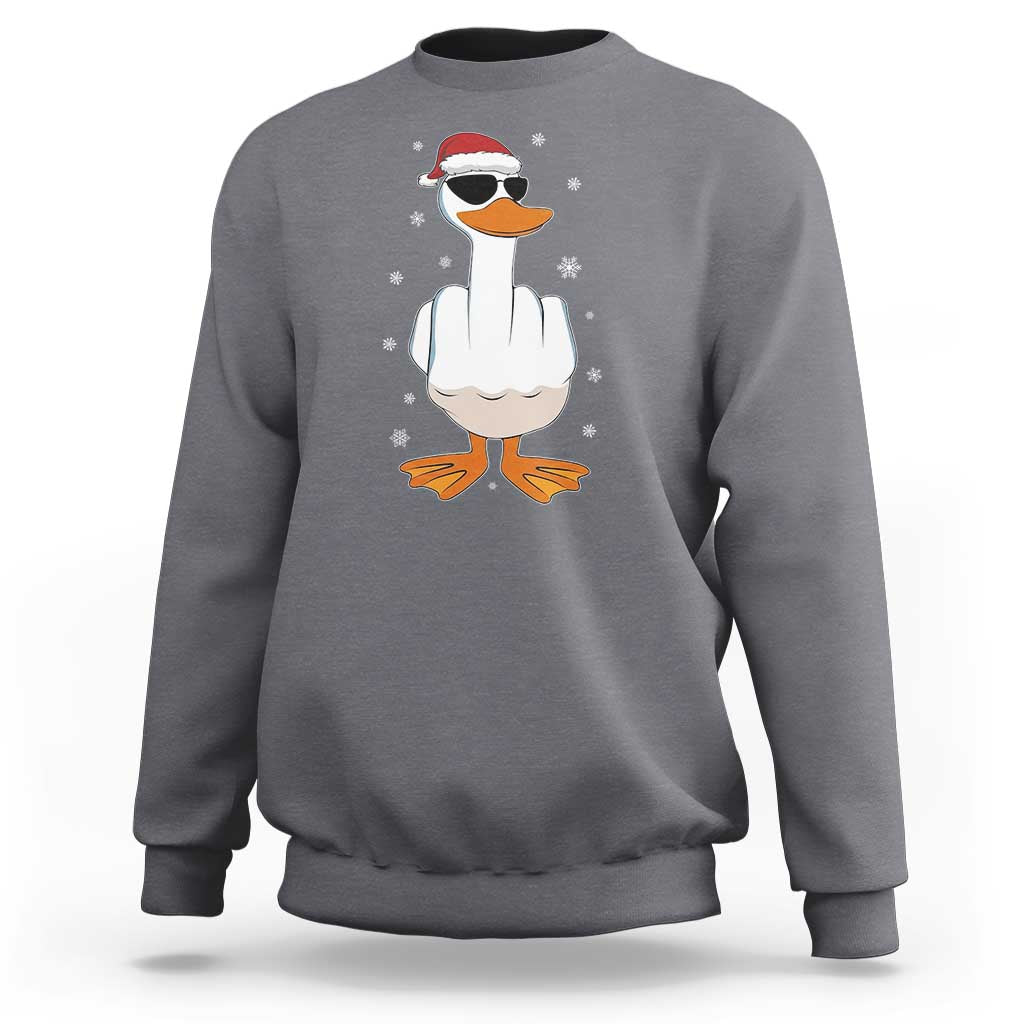 Funny Christmas Offensive Rude Duck Sweatshirt I Dont Give A Duck Middle Finger Xmas - Wonder Print Shop