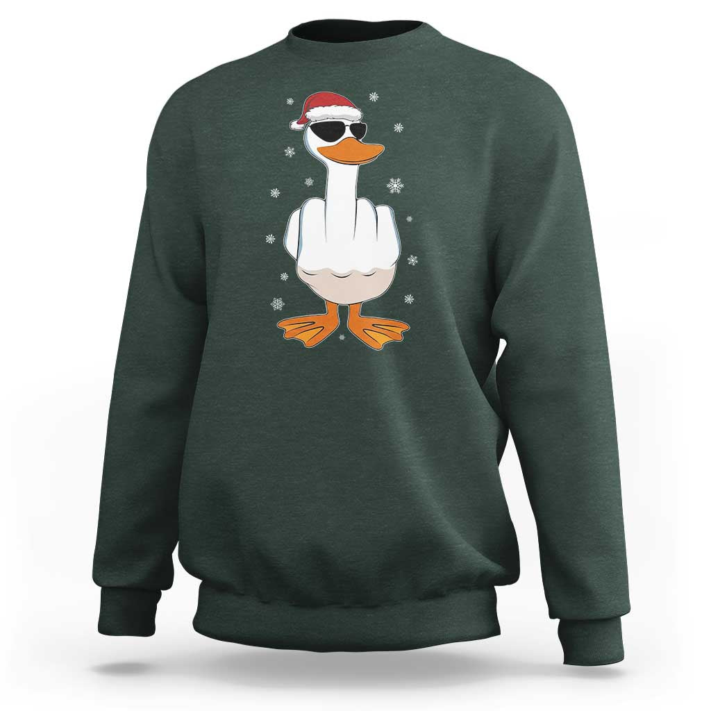 Funny Christmas Offensive Rude Duck Sweatshirt I Dont Give A Duck Middle Finger Xmas - Wonder Print Shop