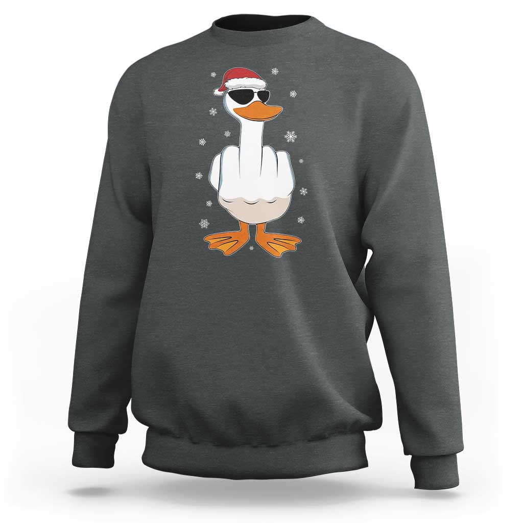 Funny Christmas Offensive Rude Duck Sweatshirt I Dont Give A Duck Middle Finger Xmas - Wonder Print Shop