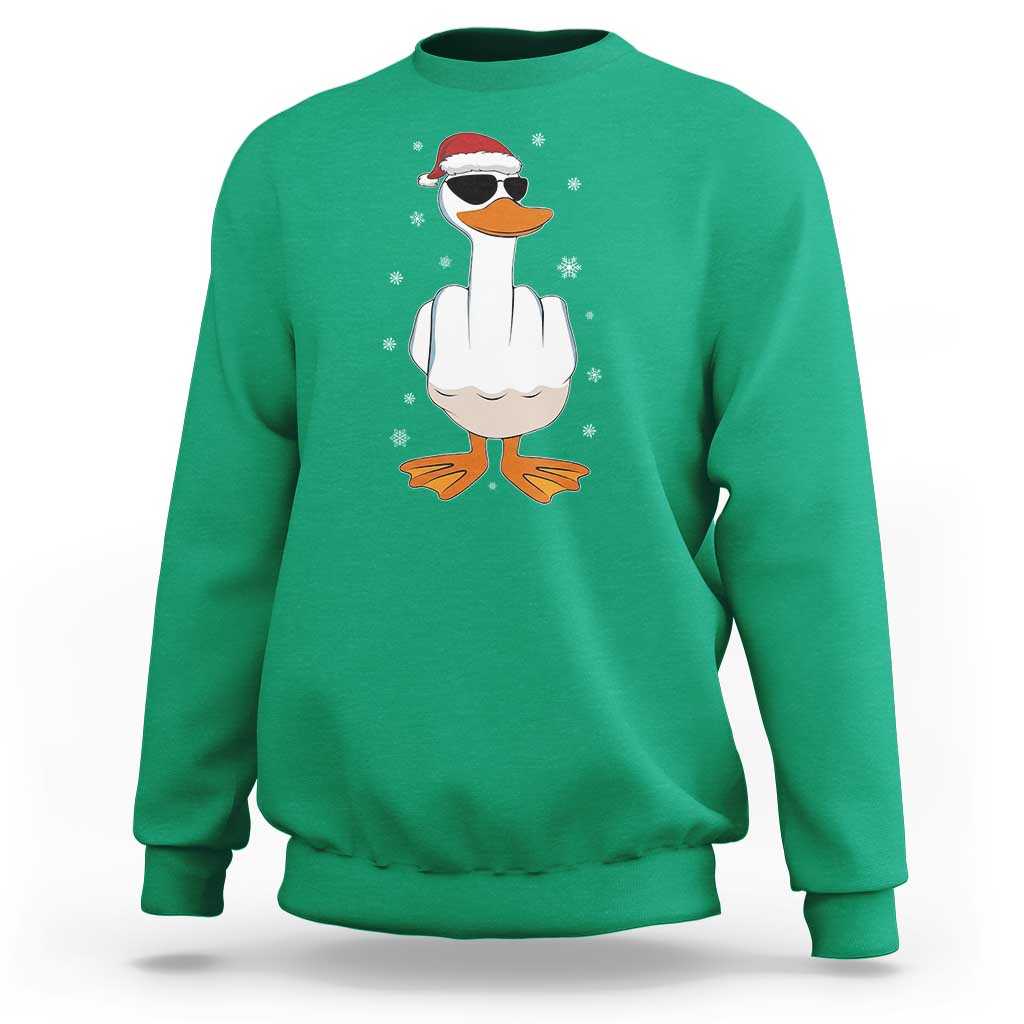 Funny Christmas Offensive Rude Duck Sweatshirt I Dont Give A Duck Middle Finger Xmas - Wonder Print Shop