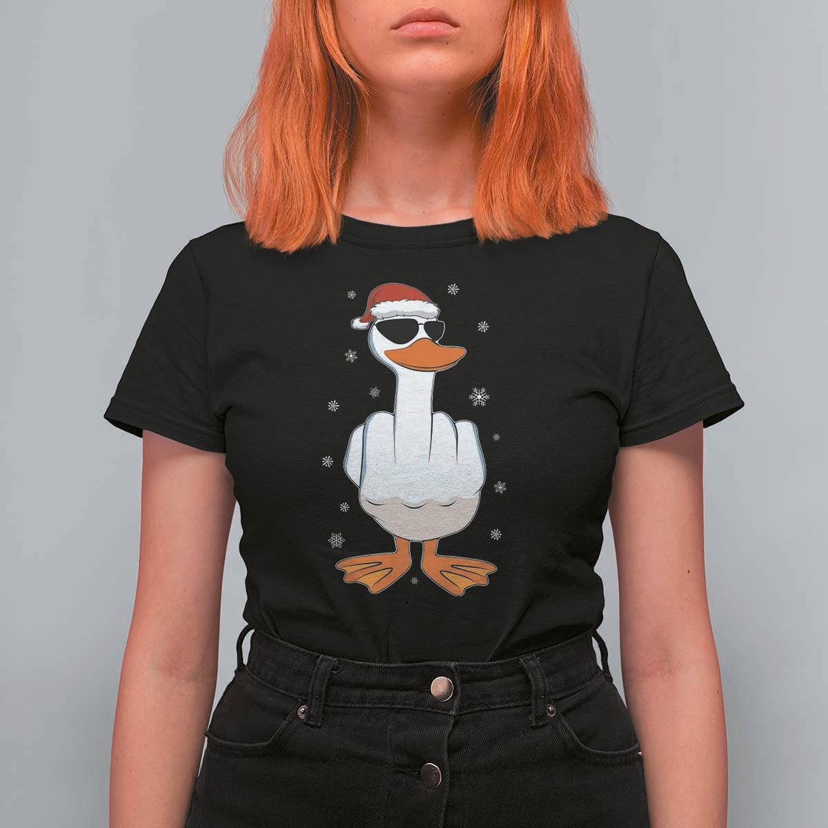 Funny Christmas Offensive Rude Duck T Shirt For Women I Dont Give A Duck Middle Finger Xmas - Wonder Print Shop